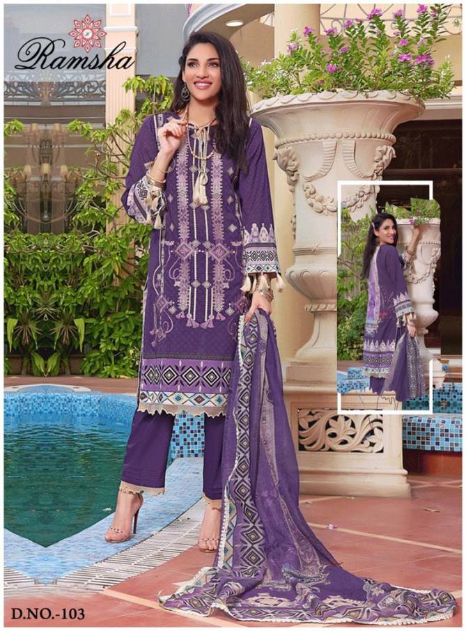 Farasha Heavy Luxury Lawn By Ramsha Pure Cotton Pakistani Dress Material Wholesale Market In Surat